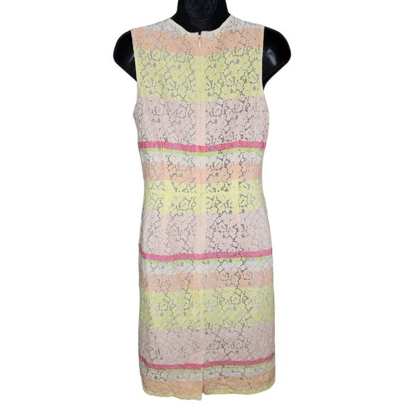 Ann Taylor Bright Striped Lace Sheath Dress Size 4 - Picture 2 of 8